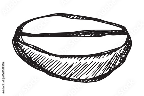 Hand drawn fresh roasted coffee bean Arabica robusta seed doodle Single element for print, web, design, decor