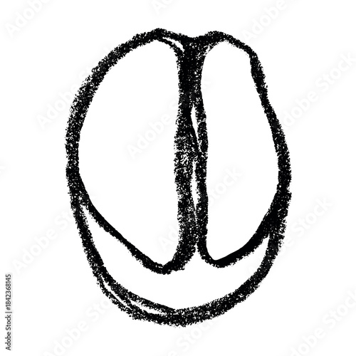 Hand drawn fresh roasted coffee bean Arabica robusta seed doodle Single element for print, web, design, decor