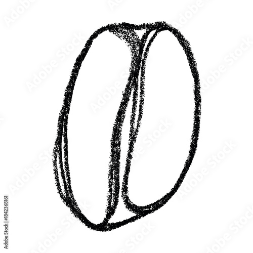 Hand drawn fresh roasted coffee bean Arabica robusta seed doodle Single element for print, web, design, decor