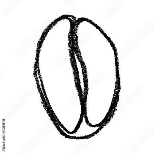 Hand drawn fresh roasted coffee bean Arabica robusta seed doodle Single element for print, web, design, decor