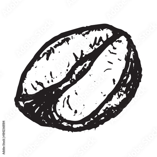Hand drawn fresh roasted coffee bean Arabica robusta seed doodle Single element for print, web, design, decor