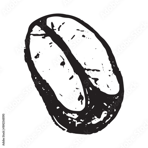 Hand drawn fresh roasted coffee bean Arabica robusta seed doodle Single element for print, web, design, decor