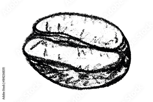 Hand drawn fresh roasted coffee bean Arabica robusta seed doodle Single element for print, web, design, decor