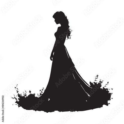 silhouette of a bride princess