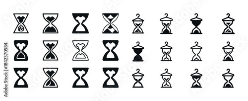 Collection of hourglass icons in various styles and sizes