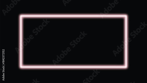 Glowing pink rectangle on with neon light effect