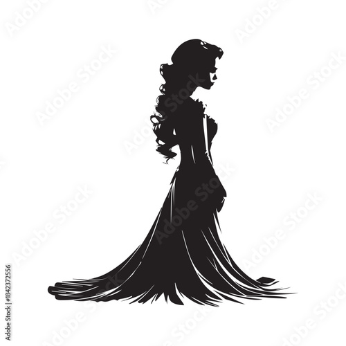 vector silhouette illustration of a girl 