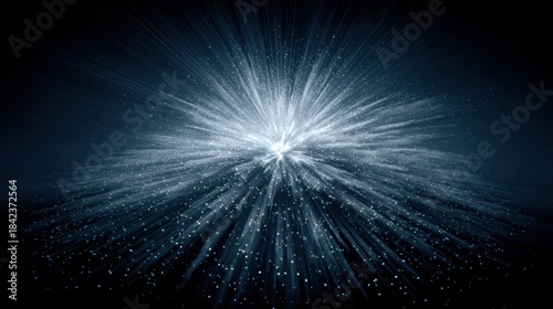 Intense snow particles illuminated by spotlight against a deep indigo sky, creating a mesmerizing visual effect of winter wonder and ethereal beauty