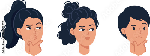 Flat Design Thinking Person Character Illustration Set