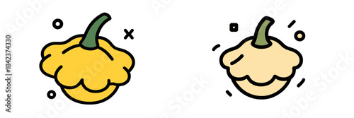 Bright yellow squash isolated in vector style for microstock purposes