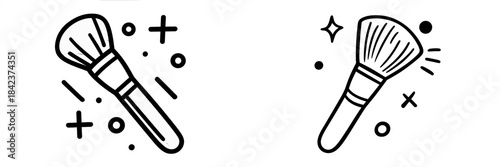 Vector illustration of makeup brushes with decorative elements