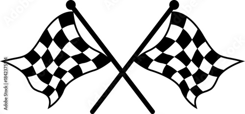 Finish line racing checkered flags for sports events and competition, minimalist vector icon