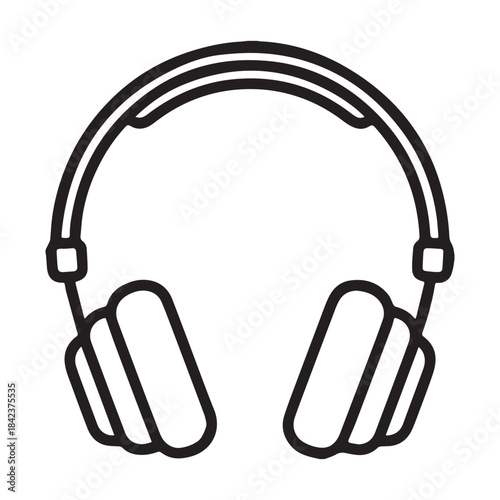 Simple outline of headphones on a white background