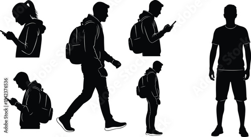 Silhouette group of business professionals standing confidently in formal attire representing teamwork, leadership, diversity, and corporate success