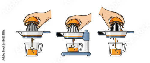 Making fresh orange juice illustration