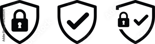 Mega Cyber Security Status Icon Collection: Lock, Unlock, Verified, Failure, Update, and Breach Shield Symbols for Comprehensive Network Defense, Vector.