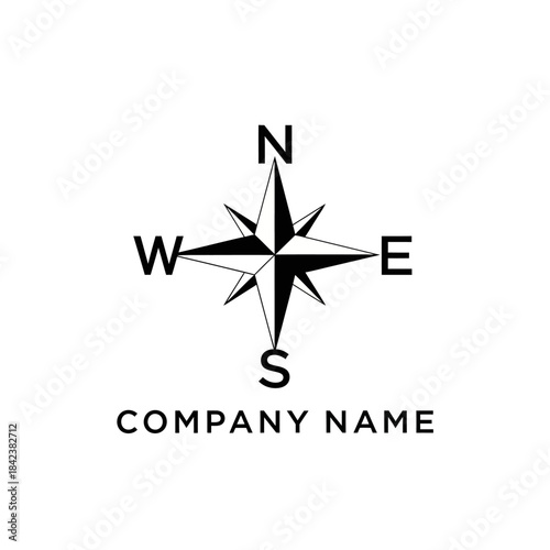 Compass Rose Icon with Cardinal Directions for Navigation and Wayfinding.