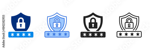 Password Icon Set Multiple Style Vector Illustration. 
