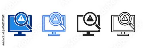 Threat Detection Icon Set Multiple Style Vector Illustration. 