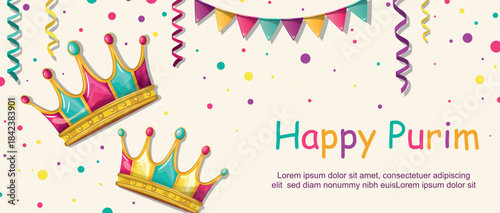Banner background for the Jewish holiday of Purim