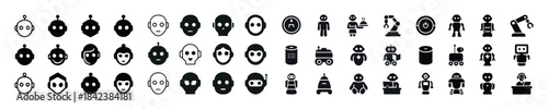 Collection of diverse robotic icon designs