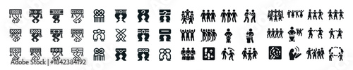 Traditional african adinkra symbols and stylized human figures