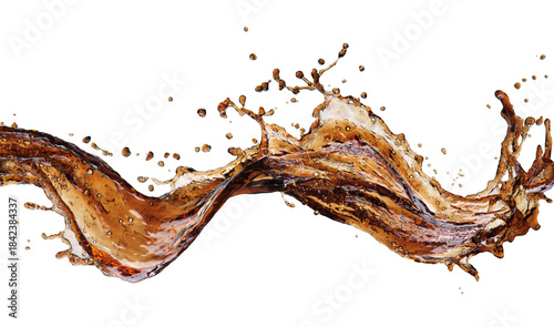 Dynamic Cola Splash in Motion on White Background