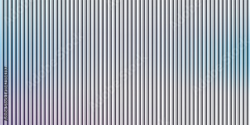 Iridescent ribbed glass background. Light blue frosted reeded wallpaper. Colored corrugated glass texture for door, window, rooftop. Wavy striped blurry surface overlay. Vector backdrop