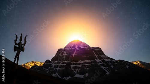 Mount kailash under starlit sky