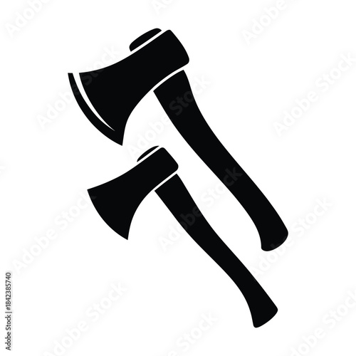 Two Axes Wood  forestry Chopping Tool equipment Silhouette Vector Set