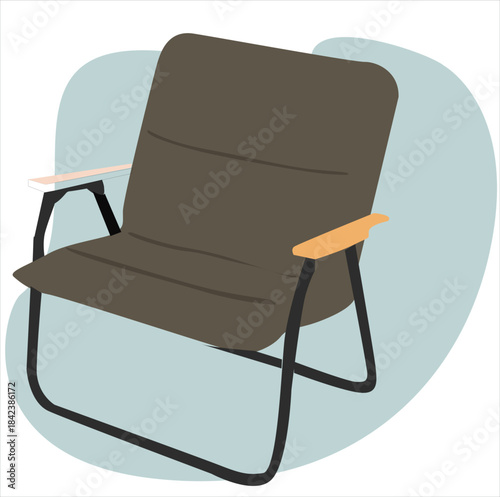 Folding portable green camping chair.

