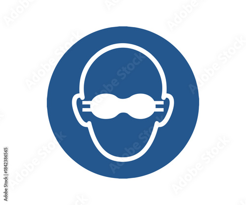 ISO 7010 M007 Opaque eye protection must be worn sign. Obligation sign pictogram vector design and illustration.

