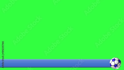 Blue lower third with rotating ball and green screen.