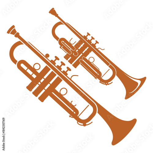Trumpet Silhouette Vector Graphic Set, Vector Black and White Trumpet Silhouette with Minimalist Design and Clean Lines