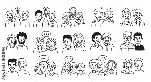 Line art people illustrations for design and creative projects promotion