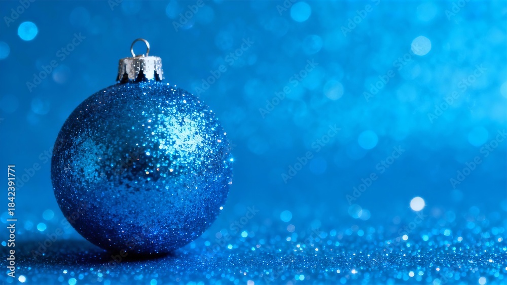 Fototapeta premium Sparkling Blue Christmas Ornament Festive Holiday Decoration for Winter Season Marketing Campaigns