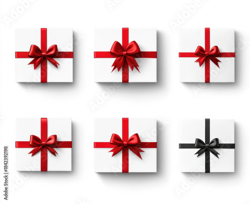 Elegant Gift Boxes with Ribbons on Transparent Background
