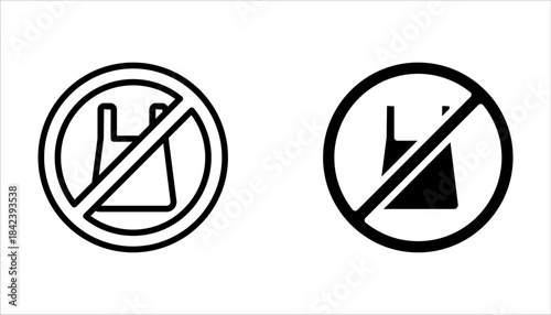No plastic bag icon set. Reduce to use plastic bags on white background