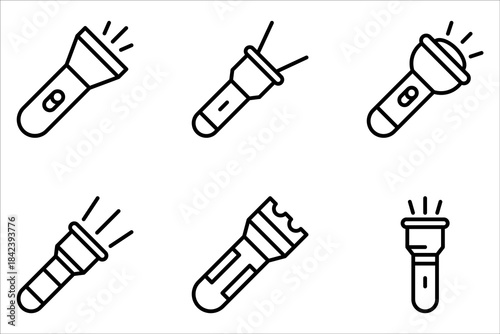 flashlight icon set, vector design template on white background