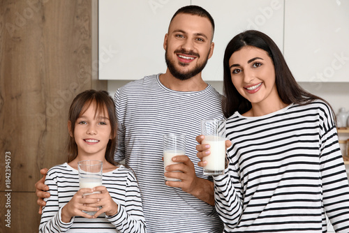Happy family with glasses o...