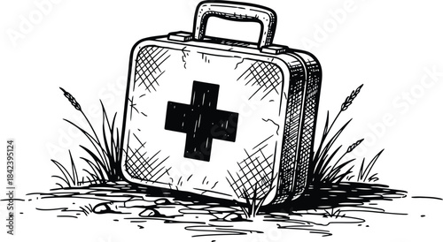 A first aid kit silhouette isolated on transparent background