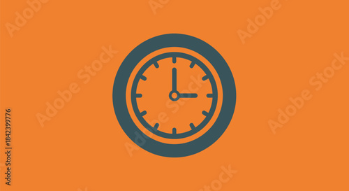 A clock illustration shows the time is three o'clock on an orange background