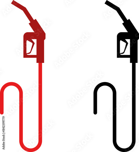 Fuel Up: Red and Black Gas Pump Nozzle Icons