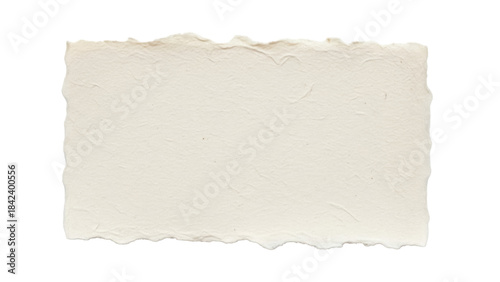 Rough handmade paper texture isolated PNG, natural fiber paper sheet with deckle edge on transparent background for graphic design and collage