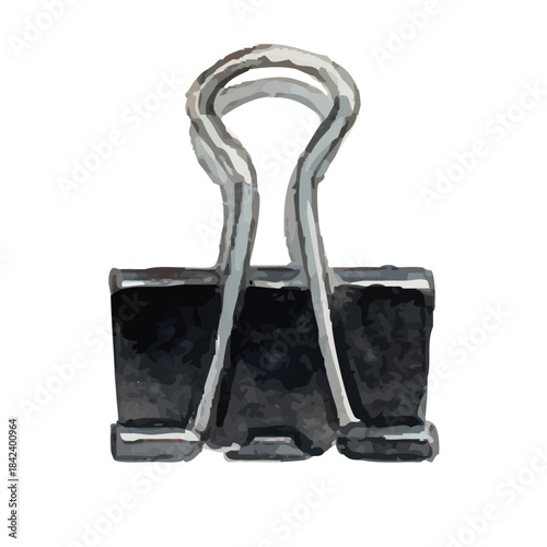 Watercolor-style stationery and clip art／文房具・ダブルクリップ