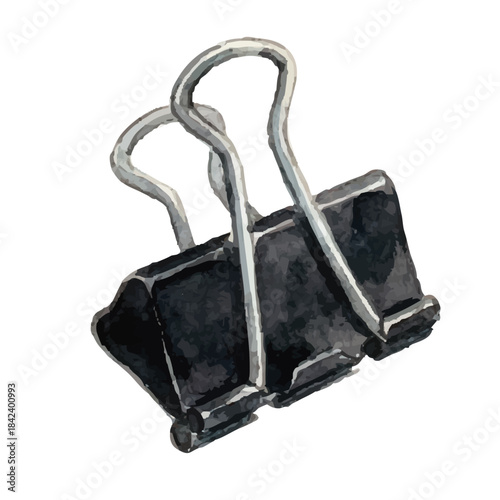 Watercolor-style stationery and clip art／文房具・ダブルクリップ