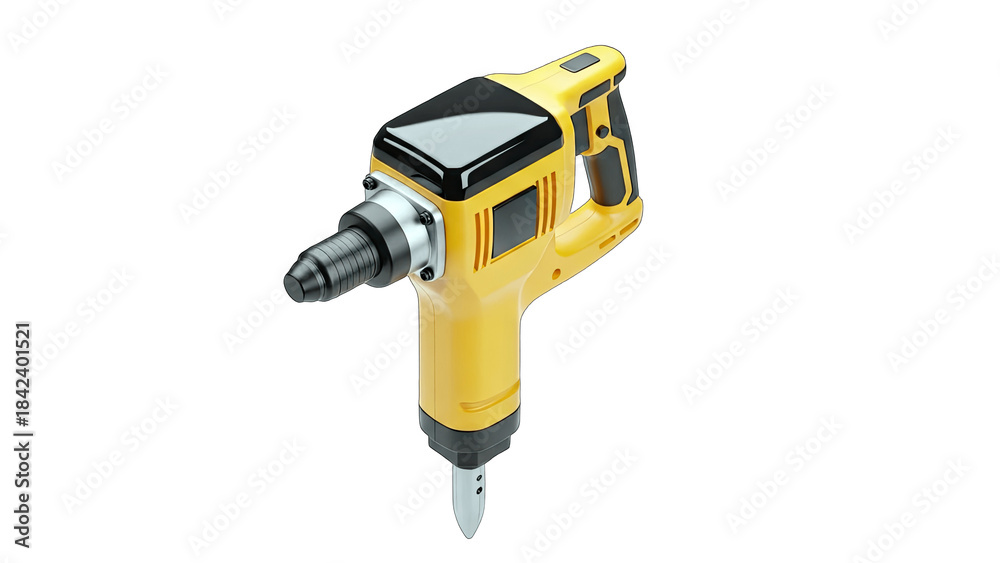 Fototapeta premium Yellow Jackhammer Isolated on White Background