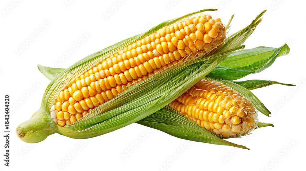 custom made wallpaper toronto digitalTwo ears of yellow corn on transparent background with green husks and kernels