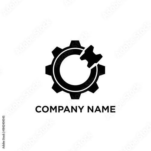 Gear and Hammer Logo Design for Industrial or Mechanical Company.