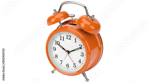 Tableau sur toile Orange twin bell alarm clock PNG isolated on transparent background, retro style